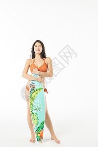 泳装美女冲浪背景图片