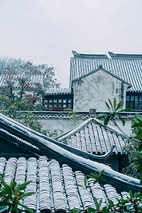 雪天拙政园局部背景图片