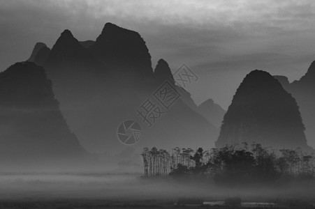 桂林喀斯特地貌航拍图高清图片