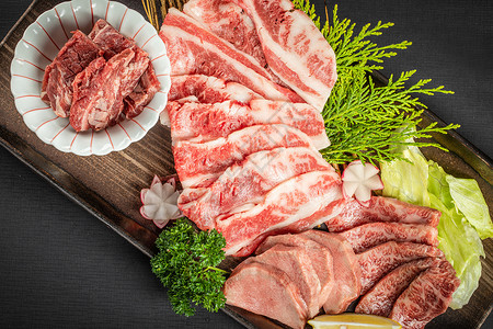 日本烧烤日式牛肉烧烤食材背景