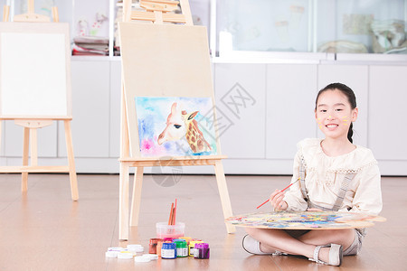 画架画画儿童在教室绘画背景