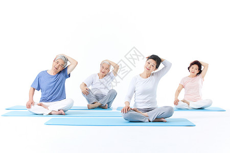老年人瑜伽肩颈运动素材高清图片