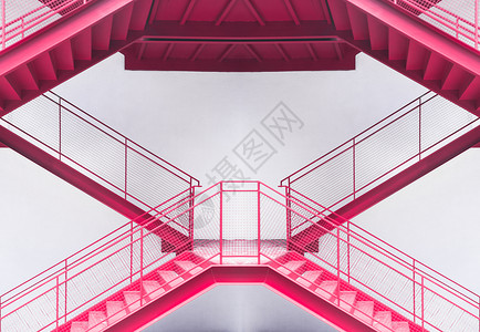 粉红放射光楼梯设计背景