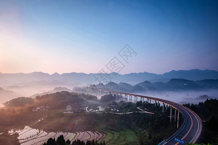 重庆高速公路重庆市周家山大桥日落背景