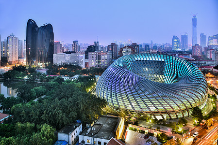 科技传媒北京凤凰传媒中心夜晚全景背景