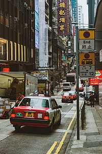 街头出租车香港街头背景