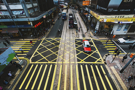 黄色的士香港街头背景