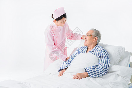 护士照顾住院病人背景图片