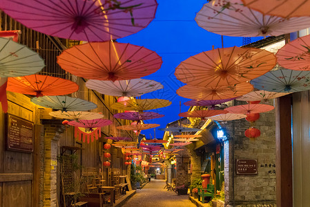 童书馆浙江宁波前童古镇夜景背景