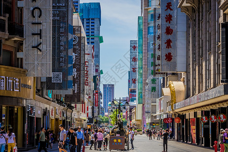 购物广场建筑天津步行商业街背景