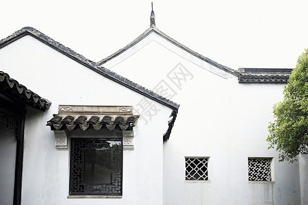 约惠春天元素中式建筑窗户背景