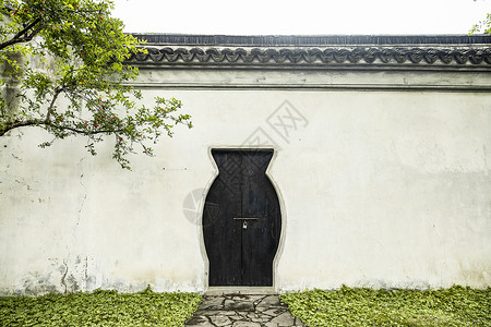 中式建筑古庭院背景图片