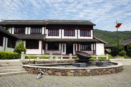 白色鱼鳞中式建筑背景