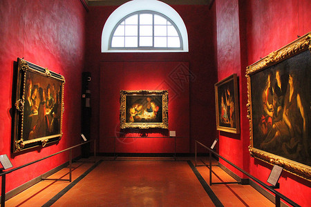 意大利美术馆佛罗伦萨乌菲兹美术馆油画展厅背景