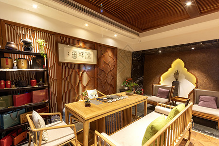 中式茶室室内室内设计背景