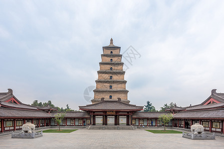 西安大雁塔寺庙广场高清图片