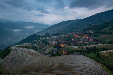 桂林龙胜平安寨梯田九龙五虎观景点背景