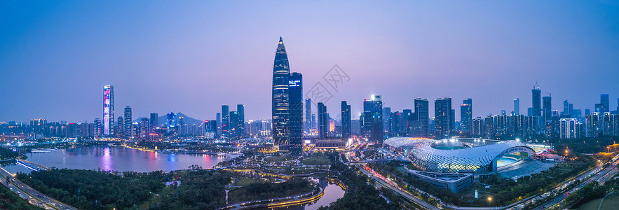 经济发达广东省深圳市南山区人才公园航拍背景