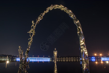 广东省深圳市南山区人才公园夜景背景图片