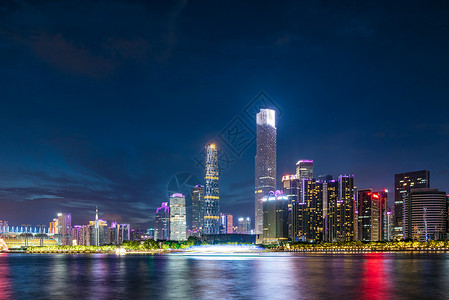 实拍夜景广州城市夜色背景