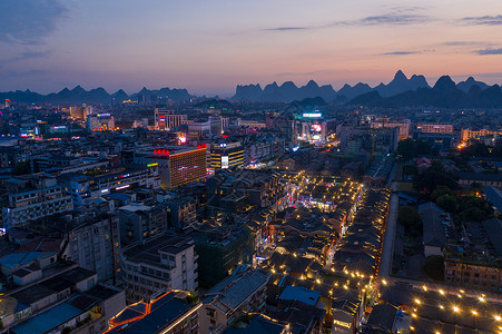 航拍桂林市区东西巷景区市中心高清图片素材