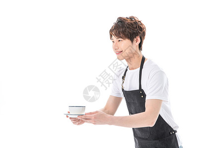 拿着咖啡杯的咖啡师服务员图片咖啡师拿着咖啡杯背景