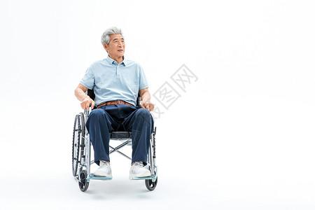 老年人坐轮椅背景图片