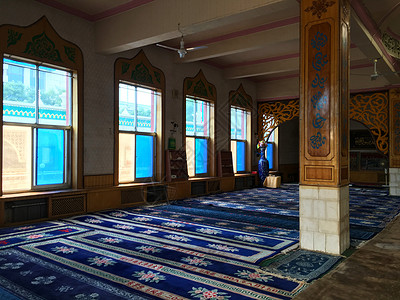 银川清真寺西北地毯蟒高清图片