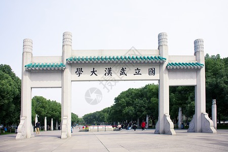 学校楼武汉大学国立楼牌背景
