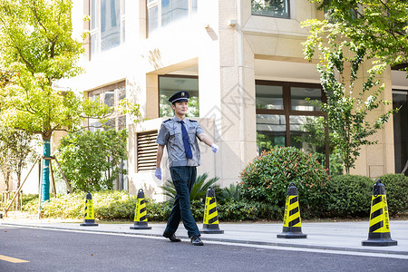 警察制服保安户外巡逻背景