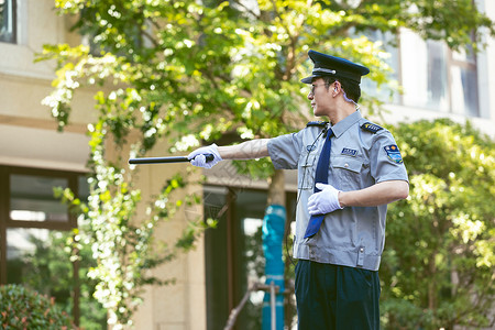 警察人物保安户外甩棍背景