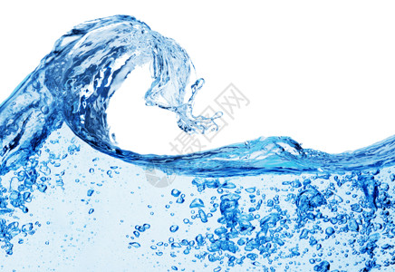 蓝色水浪透明水滴和水背景