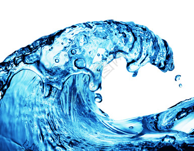 蓝色小水浪透明水滴和水背景