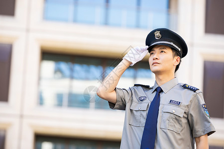 警察人物保安户外巡逻背景