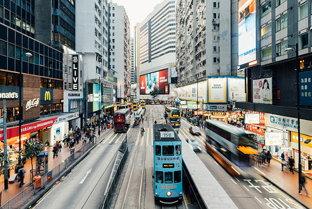 巴士旅行香港中环商业街背景