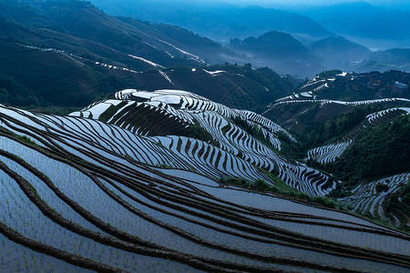 6月你好桂林龙脊梯田风景背景