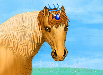 一匹马头骏马图插画