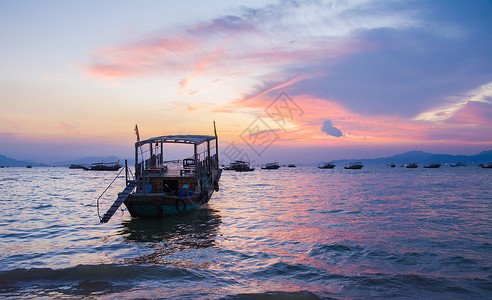 广东省惠州市巽寮湾景区夕阳背景图片