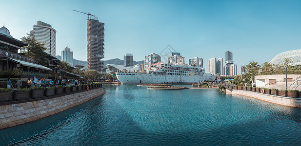 海上经济广东省深圳市南山区海上世界风光背景