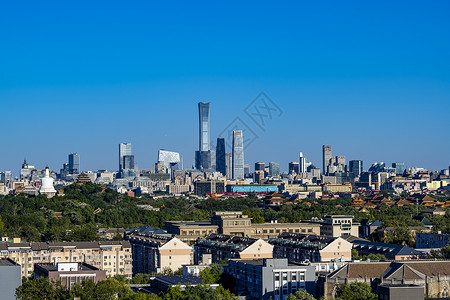 蓝天北京CBD地标建筑背景图片