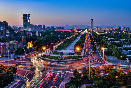 汽车楼北京奥体中心夜晚全景背景