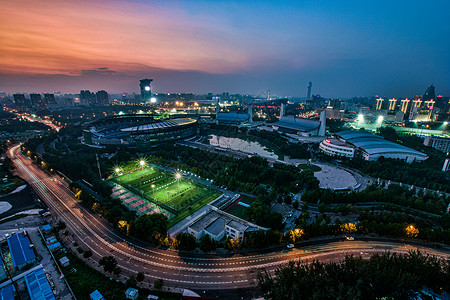北京奥体中心夜晚全景图片
