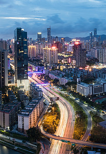 广东省深圳市罗湖区城市夜景背景图片