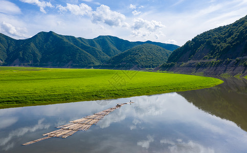 中国风山水渔翁山水河流风光背景