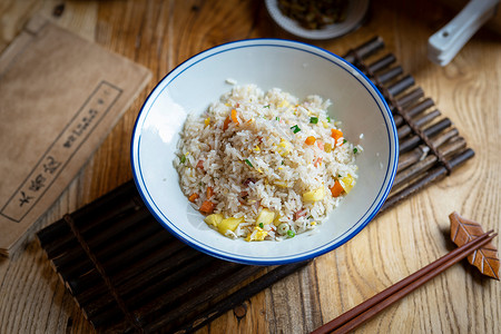 美食菠萝炒饭炒饭背景