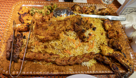 南亚国家巴基斯坦伊斯兰堡特色美食手抓饭背景