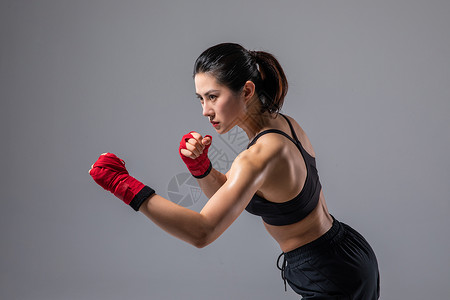 女性拳击运动背景图片
