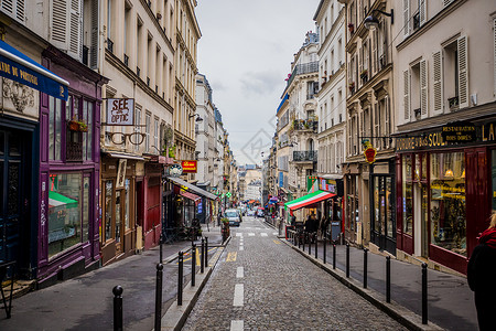 巴黎女人法国巴黎街道背景