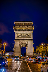 夜景凯旋门法国巴黎凯旋门背景