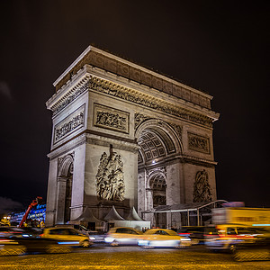 夜色凯旋门法国巴黎凯旋门背景